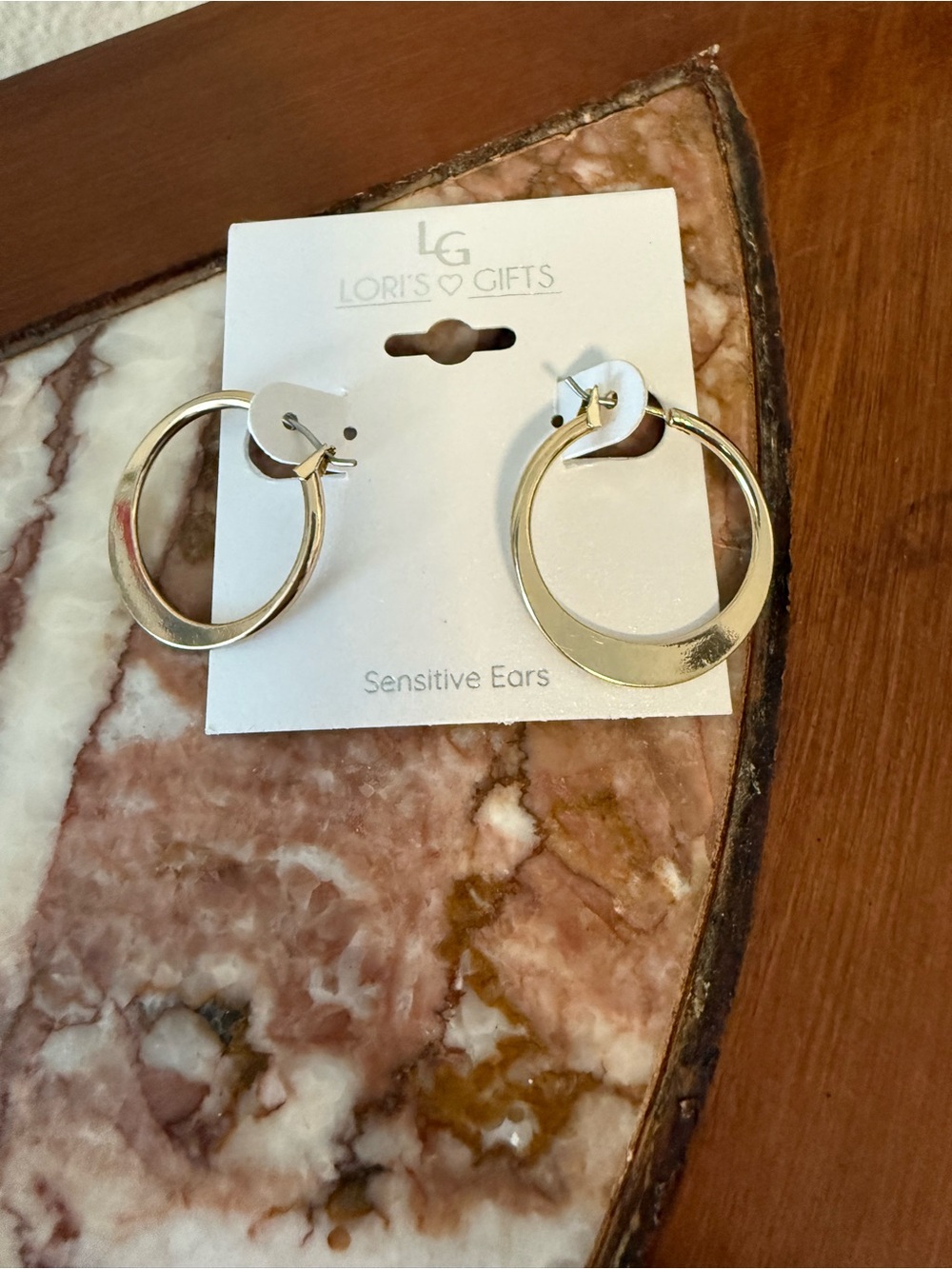 New York & Company Gold Oversized & LG thin  Hoop Earring Set-2 - Picture 8 of 9
